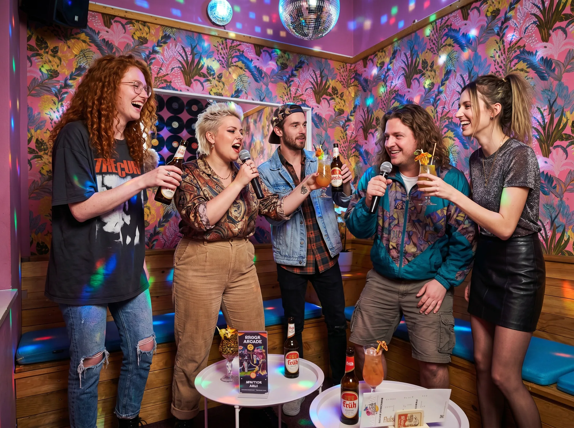 Gruppe beim Karaoke in der Black Fox World