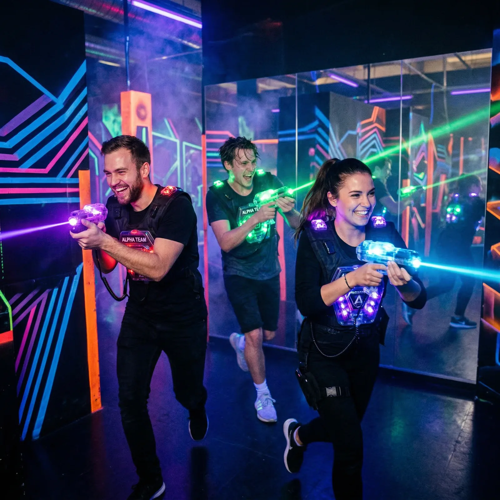 Lasertag-Team im Duell